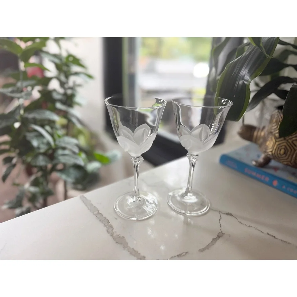 Cristal DArques JG Durand Florence Vintage Crystal Wine Glasses Set of 2 France
